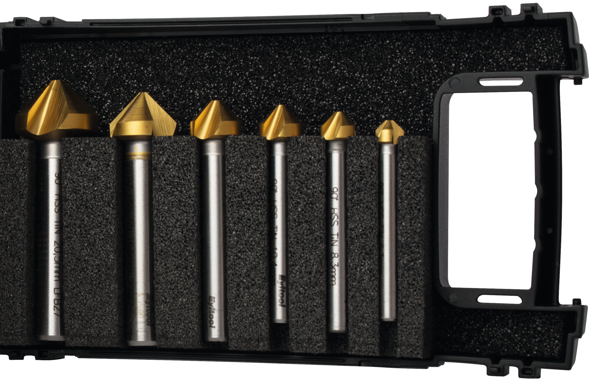 Kegelsenker 90° Satz HSS TiN DIN335-C in Eyltool-Kassette D6,3-8,3-10,4-12,4-16,5-20,5mm