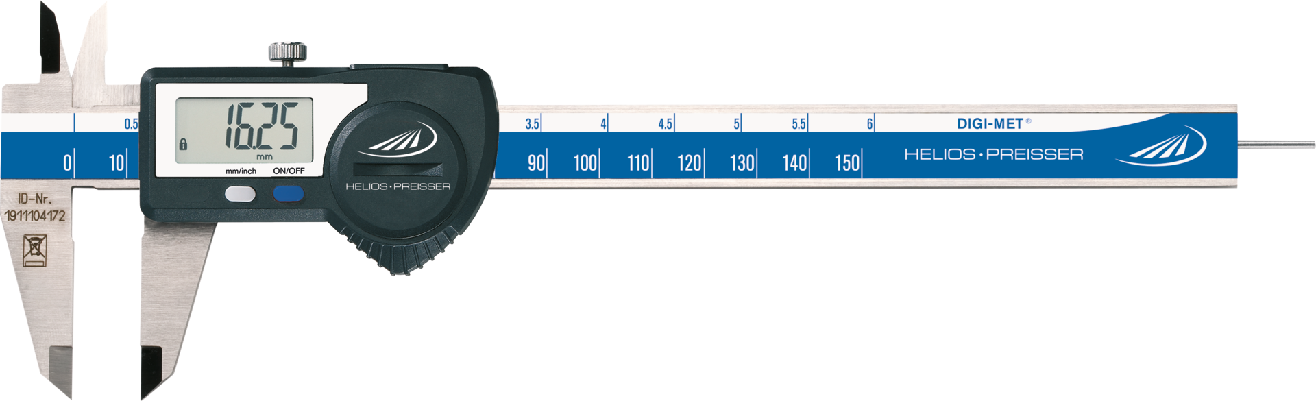 Messschieber Digital DIGI-MET® Abl. 0,01mm mit DA DIN862A eckiges Tiefenmaß MB150mm