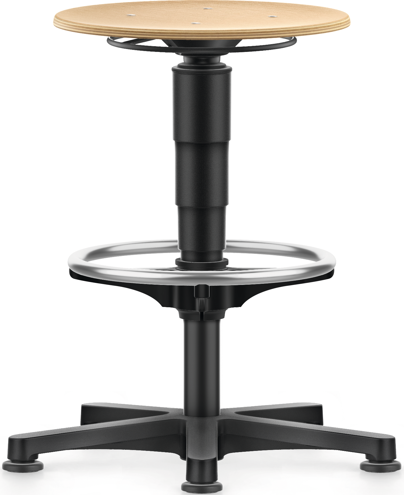 Arbeitshocker Typ Holz Hochstuhl mit Fußring