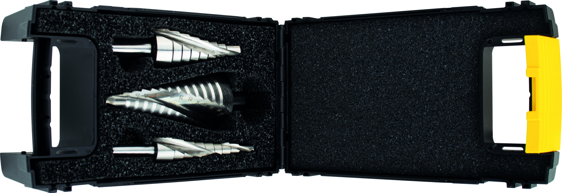 Universal-Stufenbohrer Satz HSS spiralgenutet Z2 in Eyltool-Stahlblechkassette D4-30mm