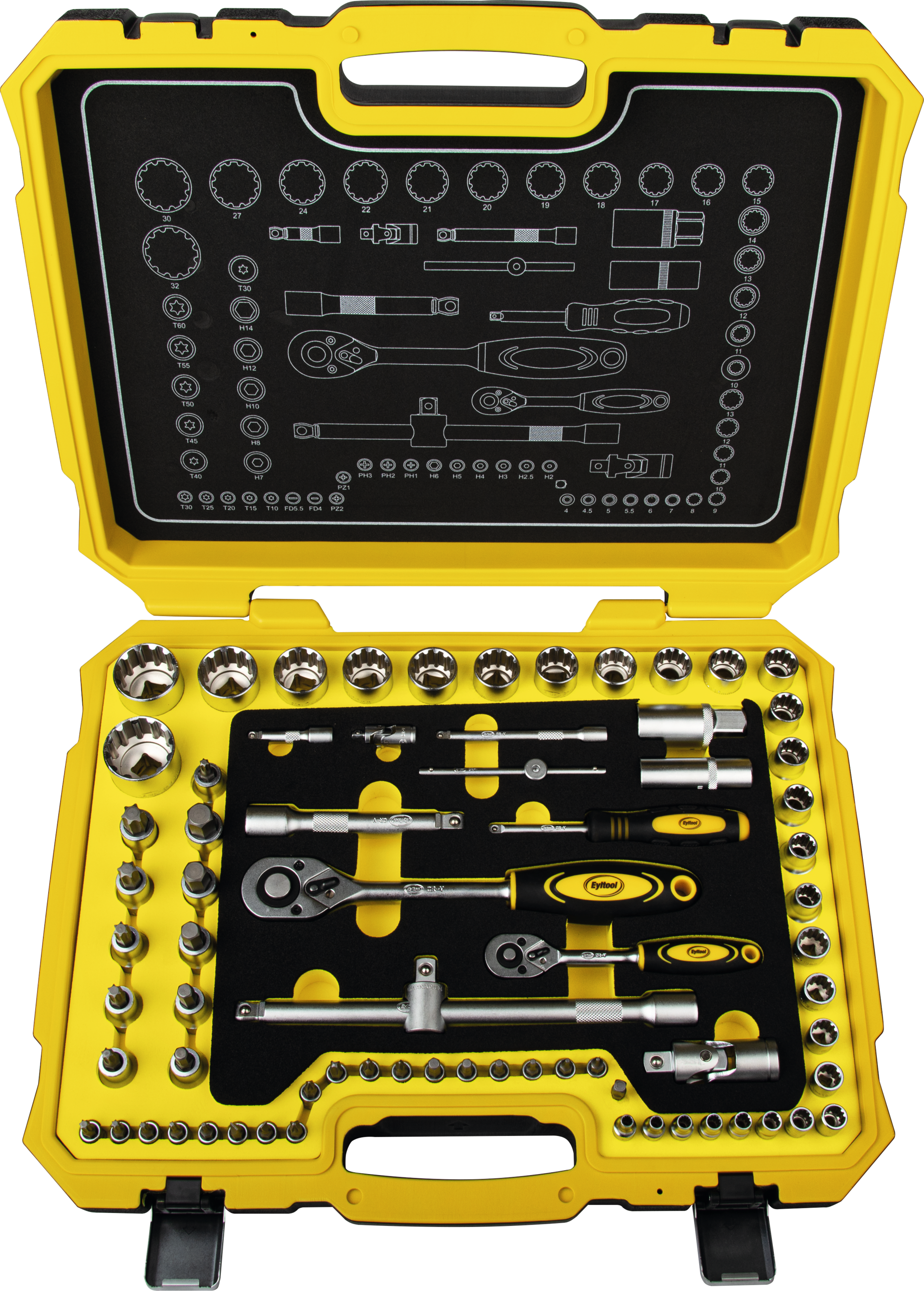 Steckschlüssel Satz Multiprofil 1/4" + 1/2" 65-tlg.