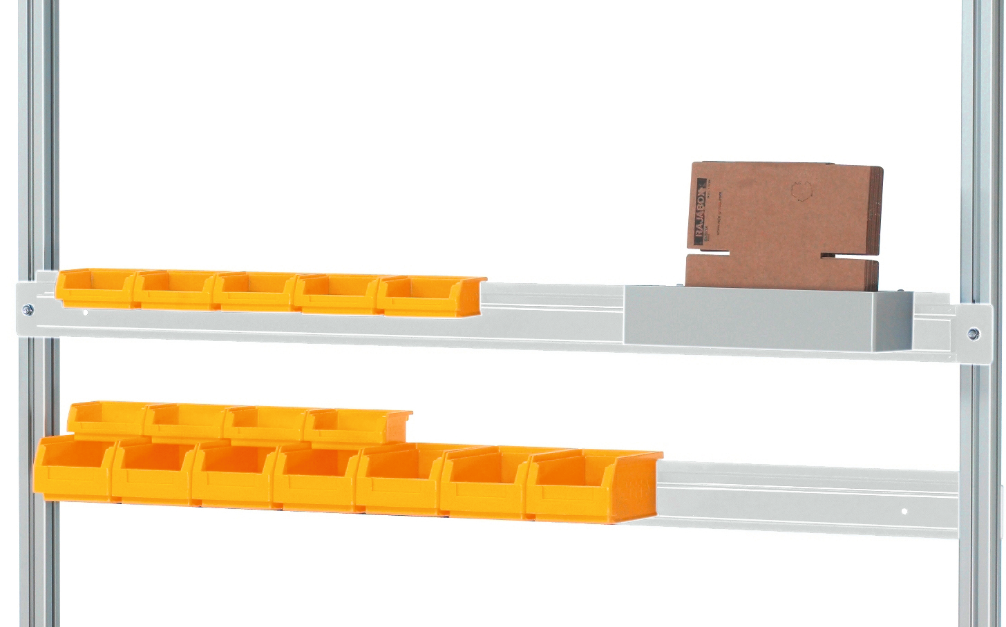 Halteschiene Sichtlagerkästen RAL 7035 lichtgrau Rastermaß 1250mm