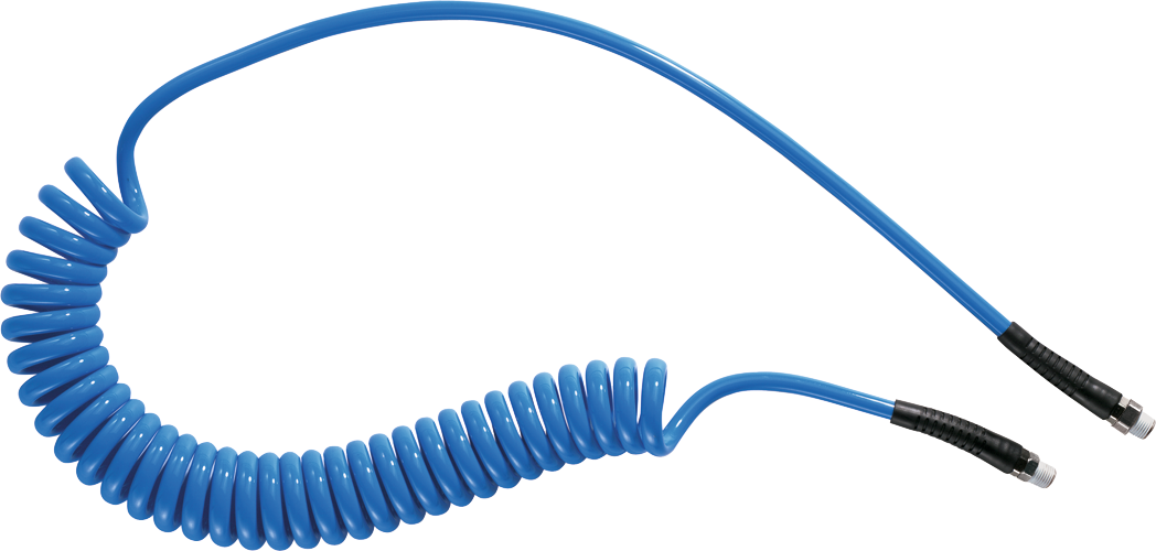 Spiralschlauch Druckluft mit Gewindeanschlüsse 1/4" L4m D6,5x10mm