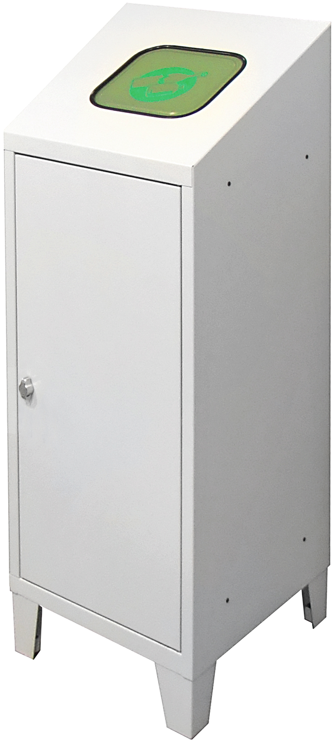 Wertstoffsammler RAL7035 B400mm H1220mm T450mm 1x120l mit 1 Einwurfklappe