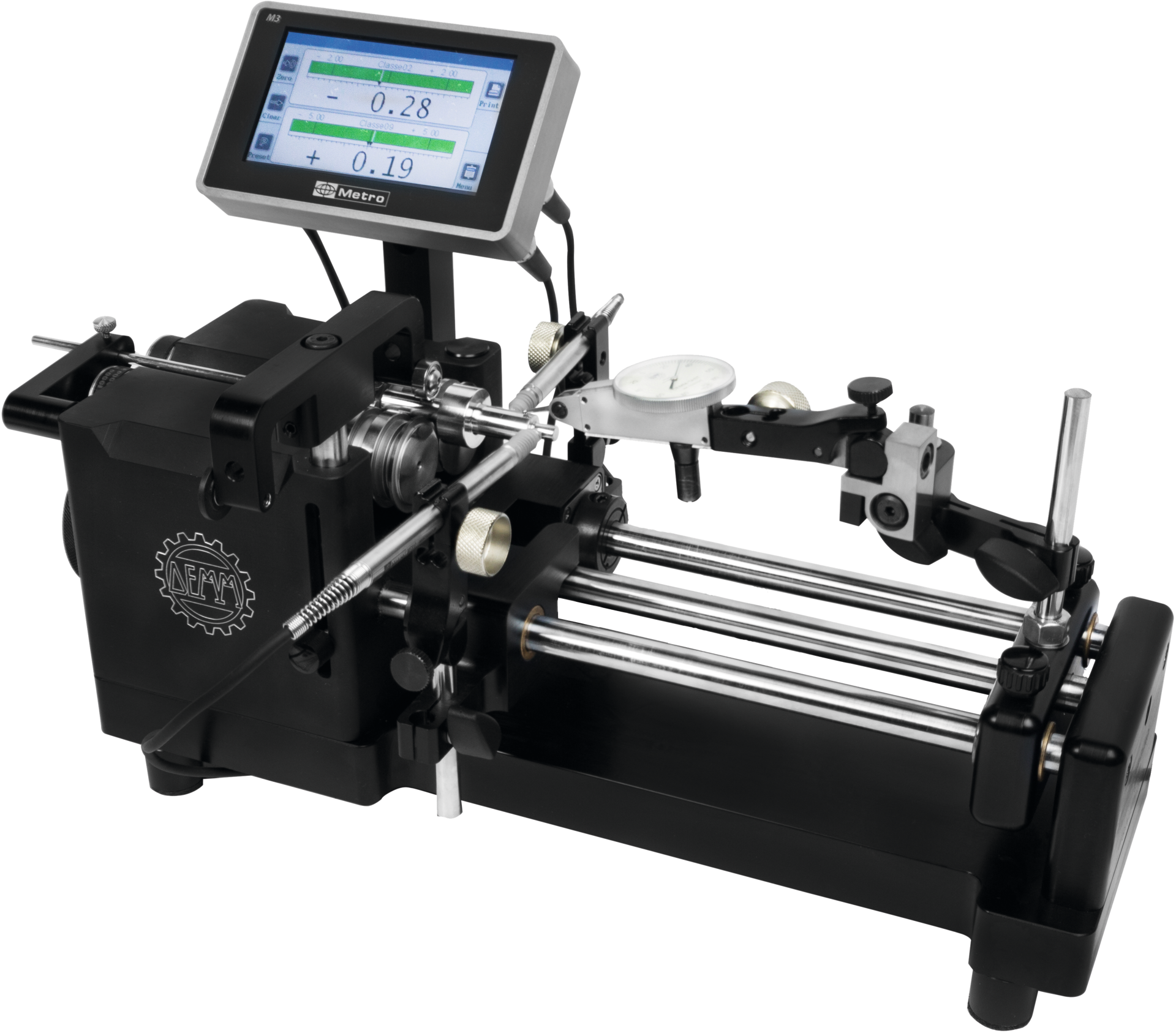 Rundlaufprüfgerät mit Auflagerollen UNITEST 350x118x140mm Werkstück-D. 10-100mm