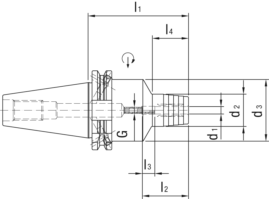 Hydro-Dehnspannfutter kurz/schlank SK50 HSC L100mm DIN69871 Form AD/B IK D32mm