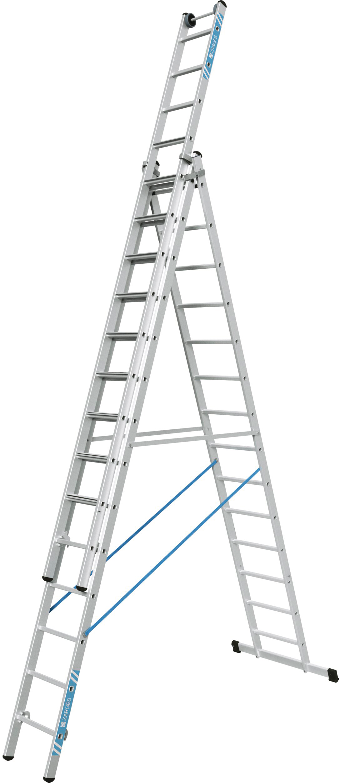 Mehrzweckleiter Kopffahrwerk 3-teilig 3 x 14 Sprossen max. Arbeitshöhe 10,20m