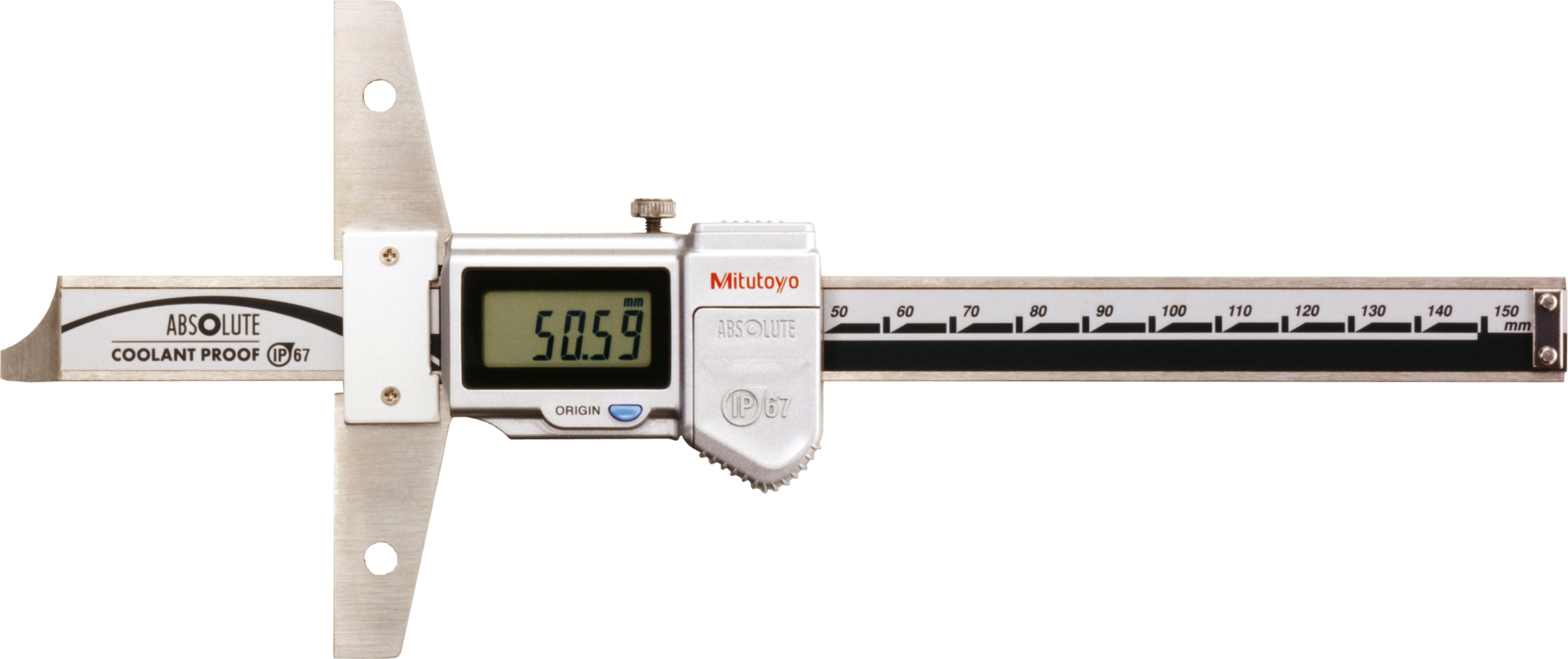 Tiefenmessschieber Digital IP 67 ABSOLUTE Digimatic mit gerader Messstange Abl. 0,01mm DIN 862C mit DA MB150mm