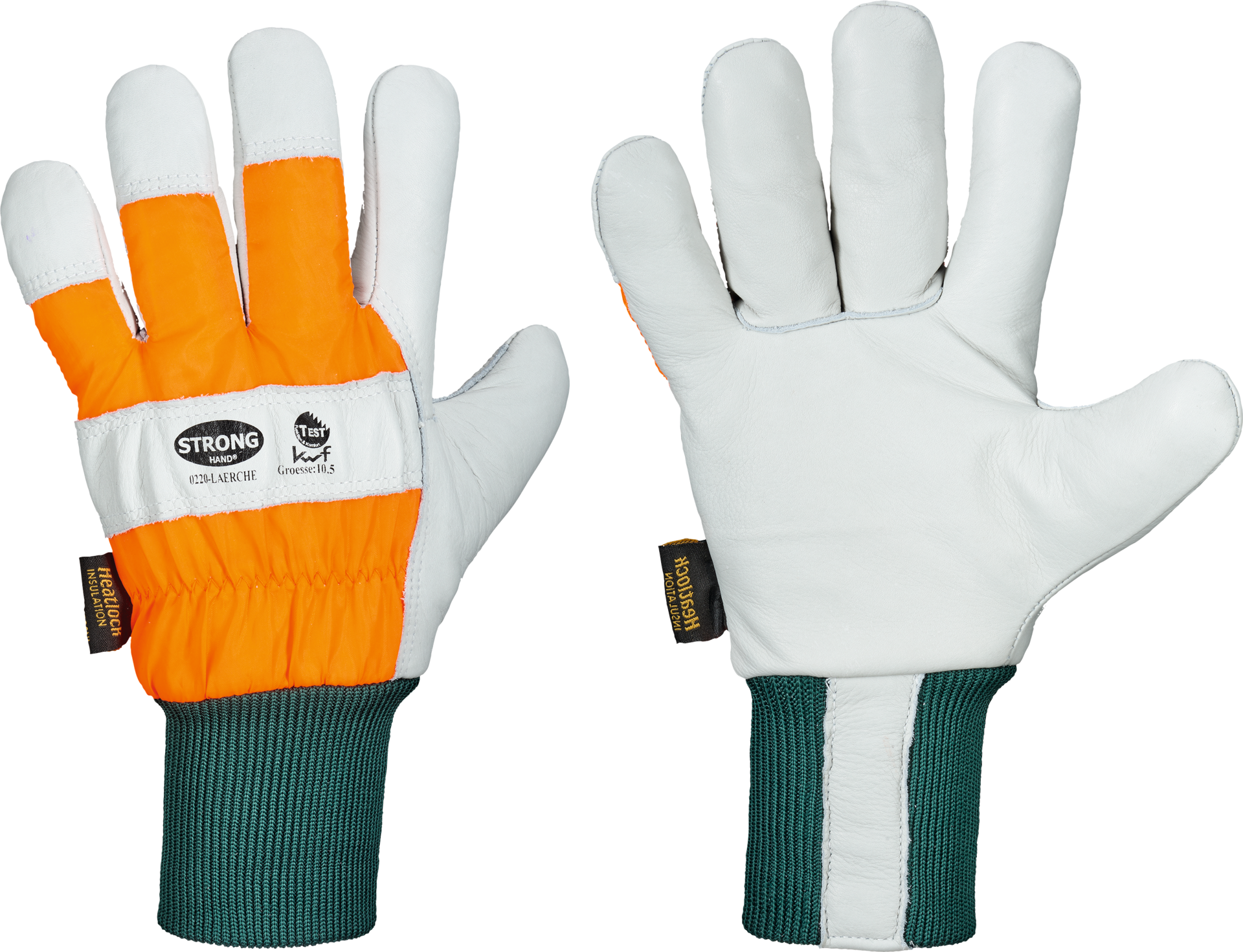 Winterhandschuh Rindvollleder orange/grau/grün Gr. 10,5