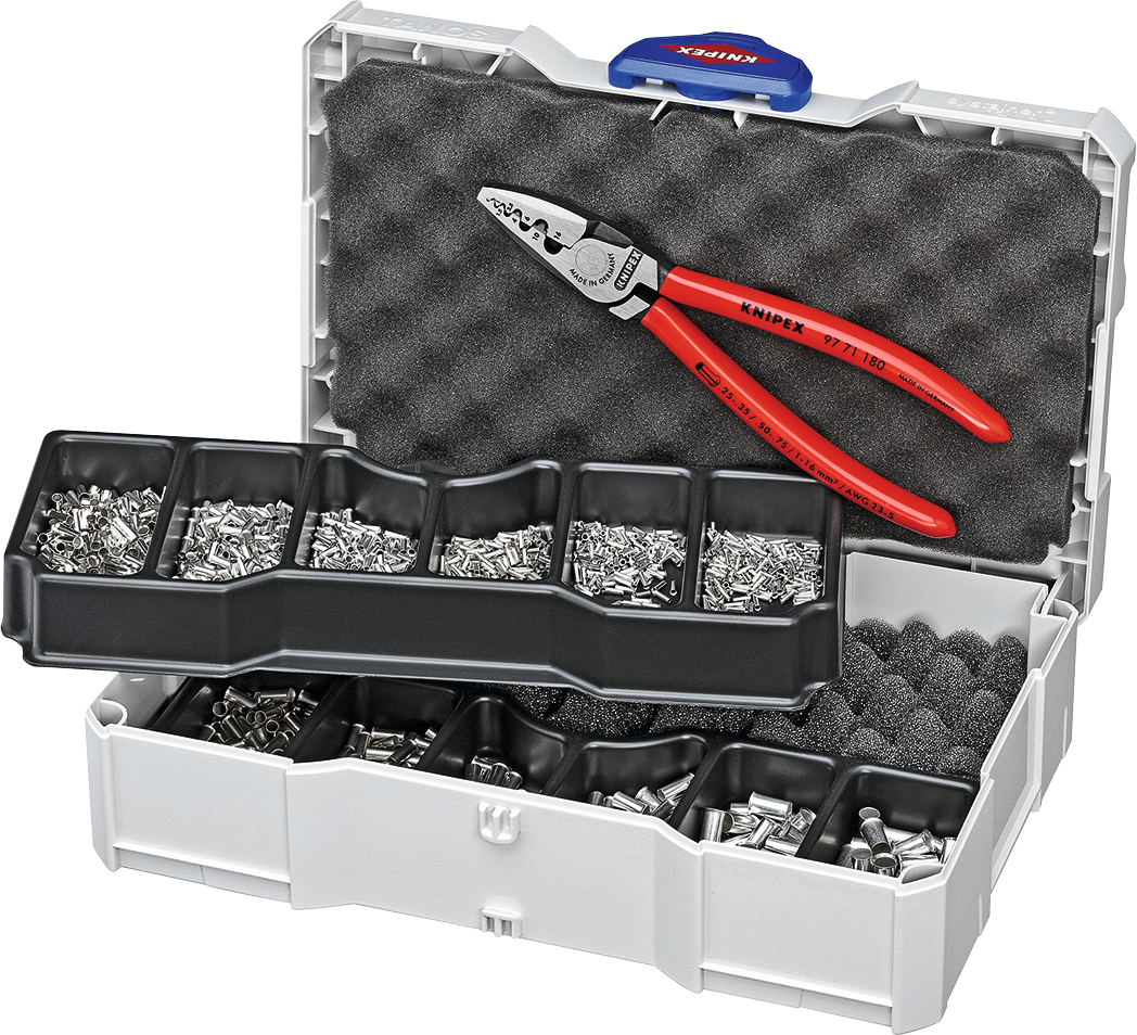 Aderendhülsen Satz mit Zange im TANOS-MINI-Systainer