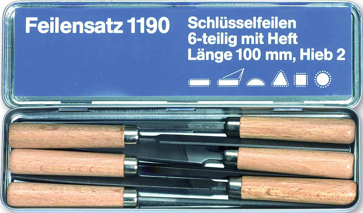 Schlüsselfeile Satz 6-teilig L100mm Hieb2