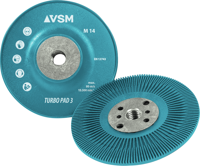 Stützteller Fiberscheiben extra hart Turbo Pad 3 mit Gewindeflansch und Kühlrippen M14 D115mm