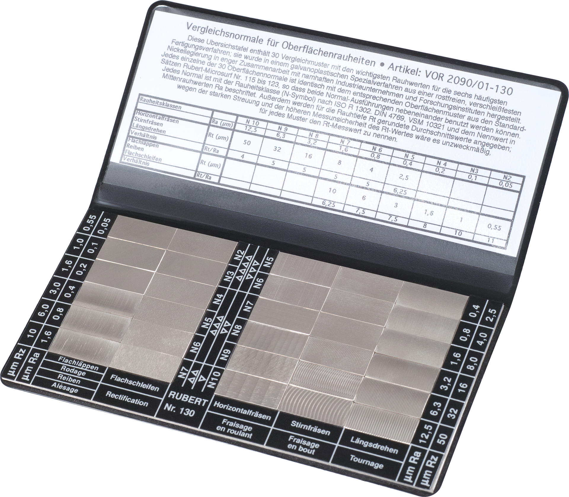Vergleichsnormal Oberflächenrauheiten Ra 0,05-12,5µm Rz 0,55-50µm N1-N12 6 Fertigungsverfahren