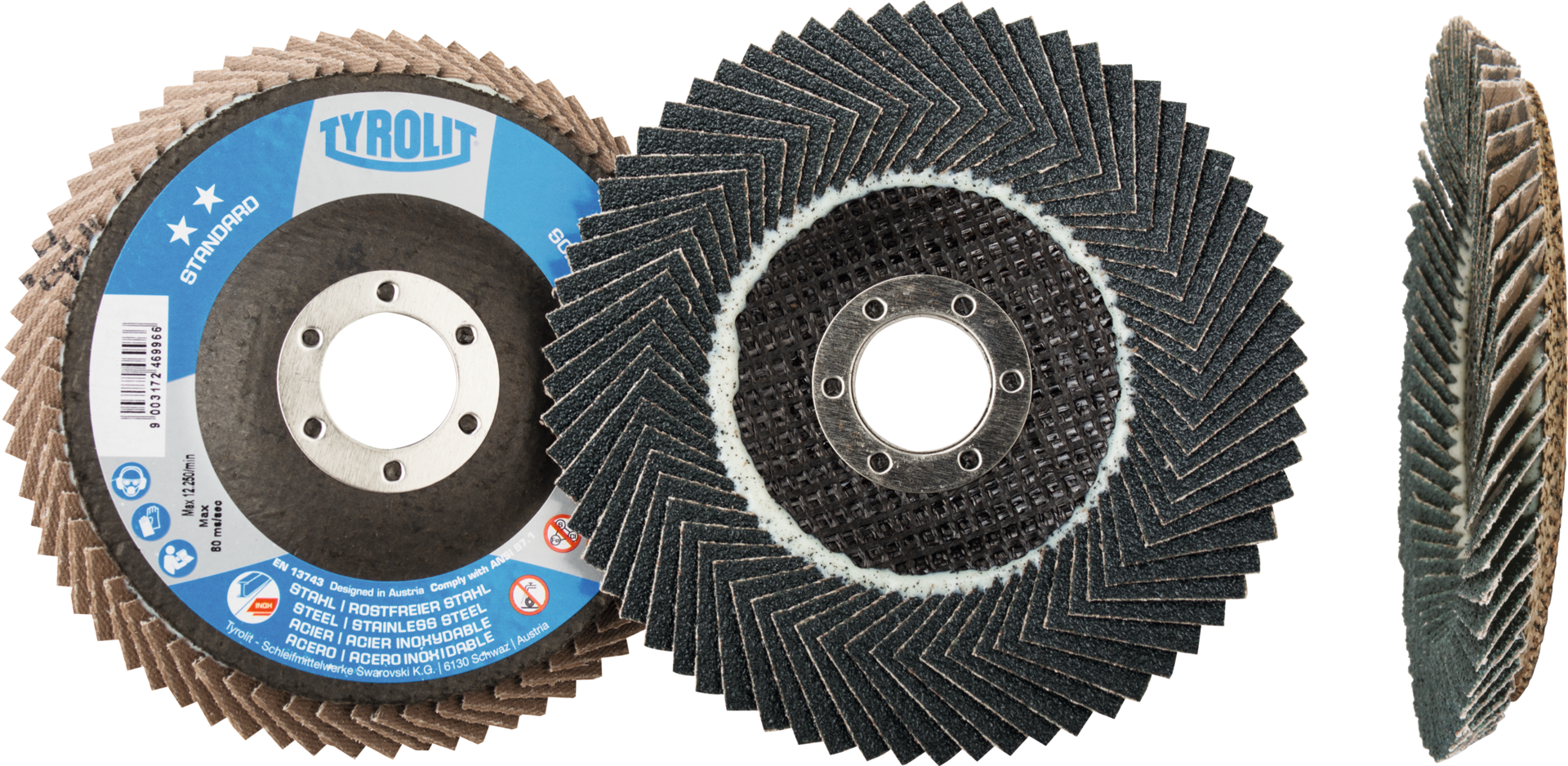 Fächerschleifscheibe Soft Stahl/VA D115mm K40