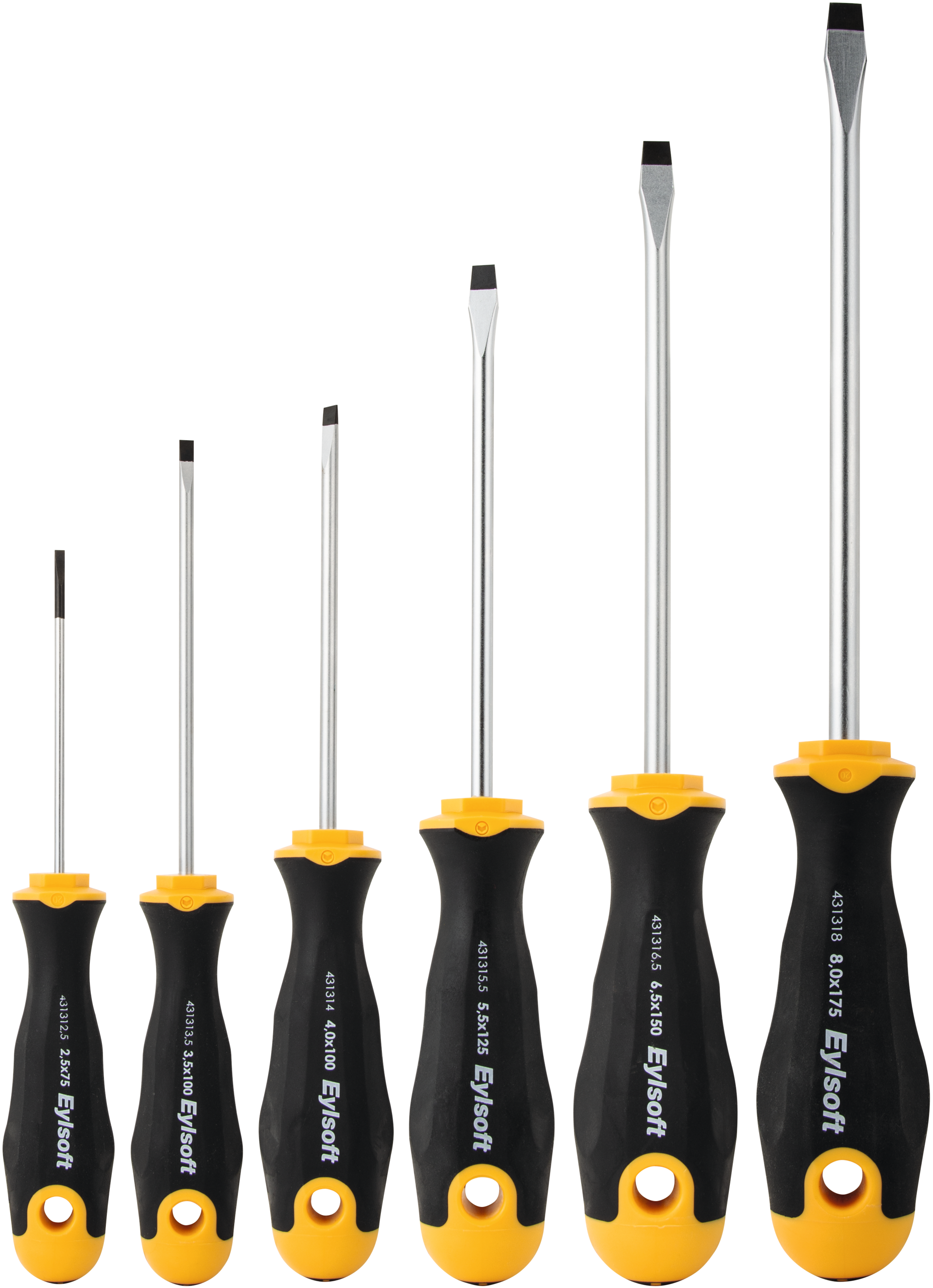 Schraubendreher Satz mit Mehrkomponentengriff Eylsoft 6-teilig Schlitz