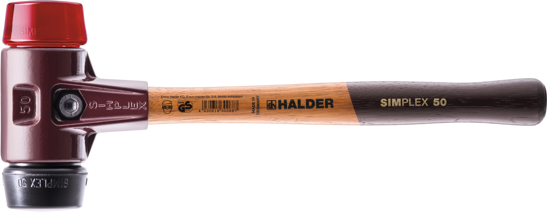 Schonhammer SIMPLEX mit austauschbaren Köpfen Einsätze: schwarz/rot D30mm