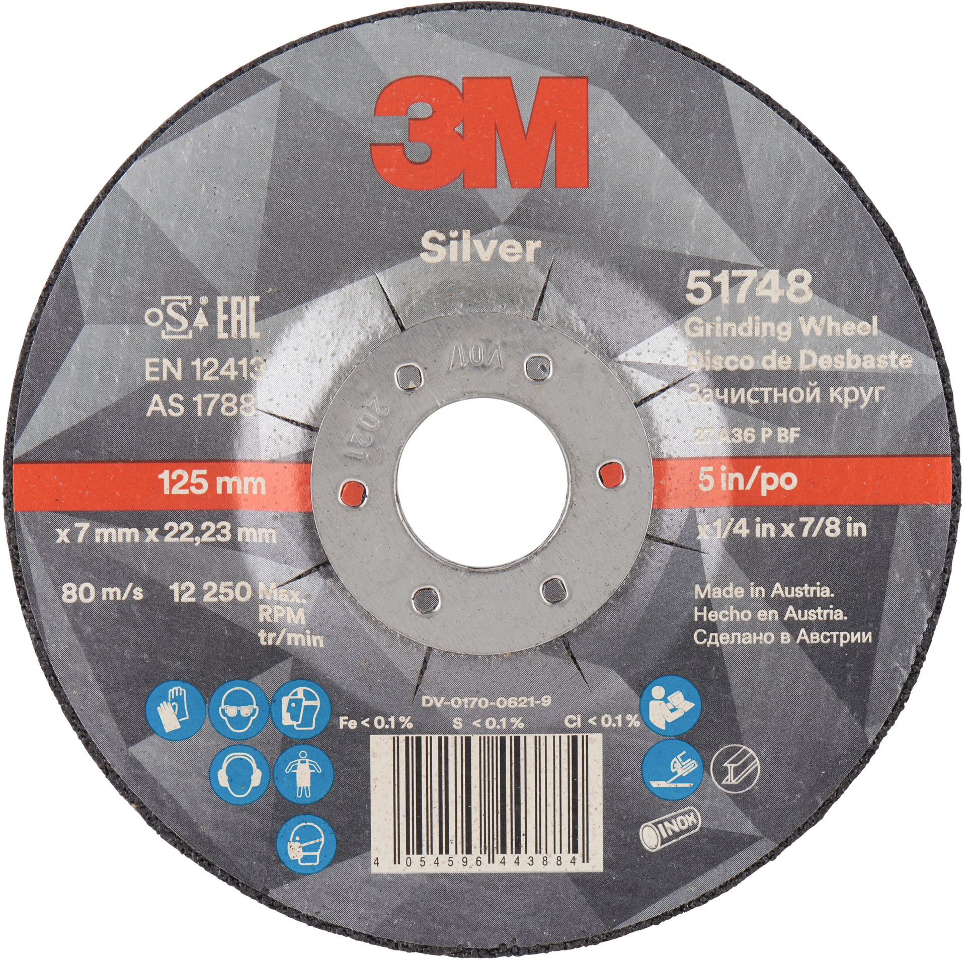 Schruppscheibe Silver Stahl/VA gekröpft D180mm B7mm Bohrung 22,23mm