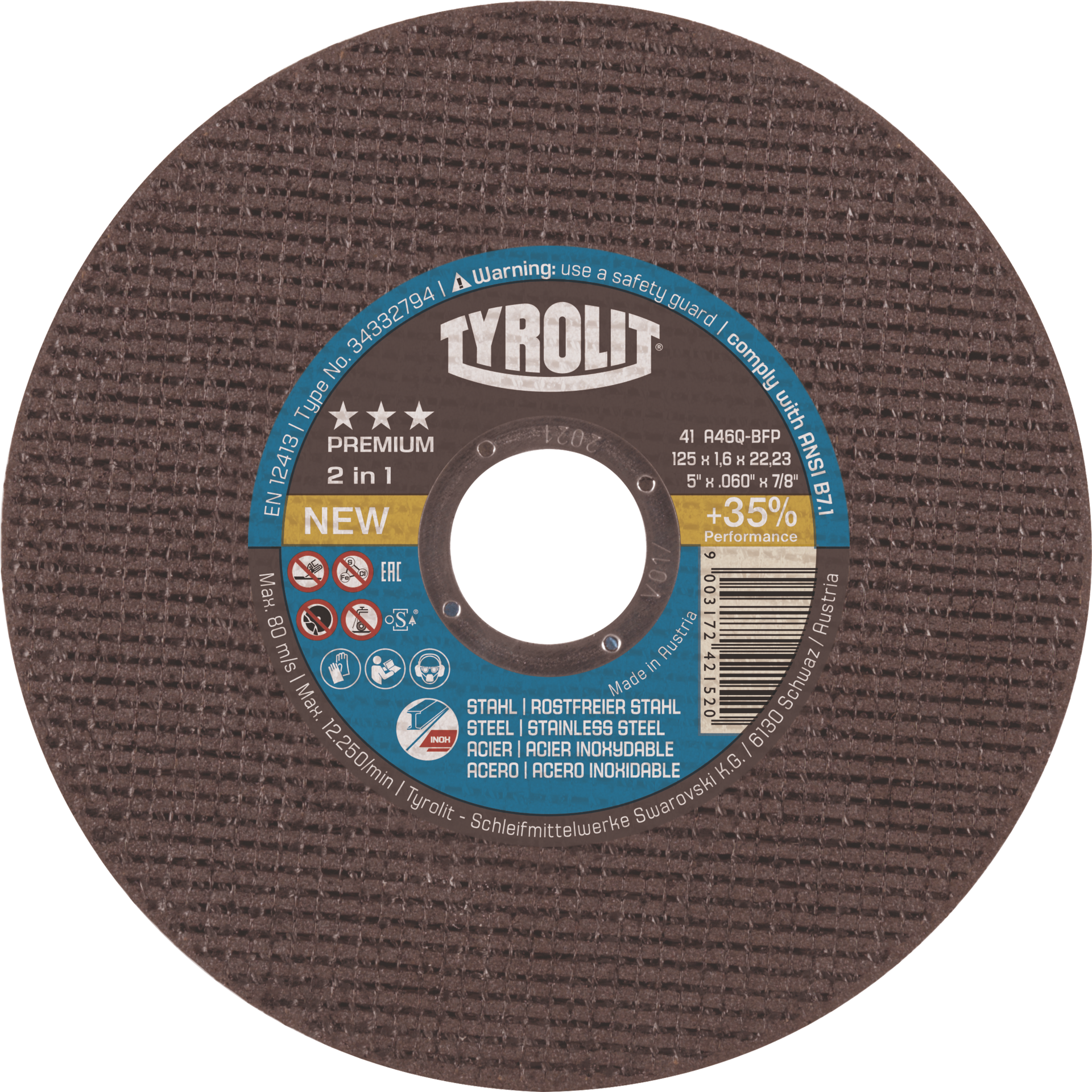 Trennscheibe Premium Stahl/VA gerade D115mm B1mm Bohrung 22,23mm