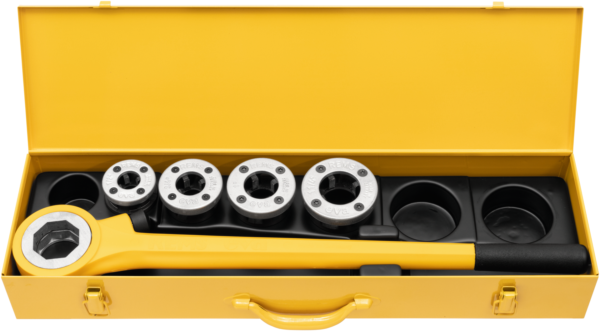 Gewindeschneidkluppe Hand Eva Set 1/2"-1 1/4" im Stahlblechkasten