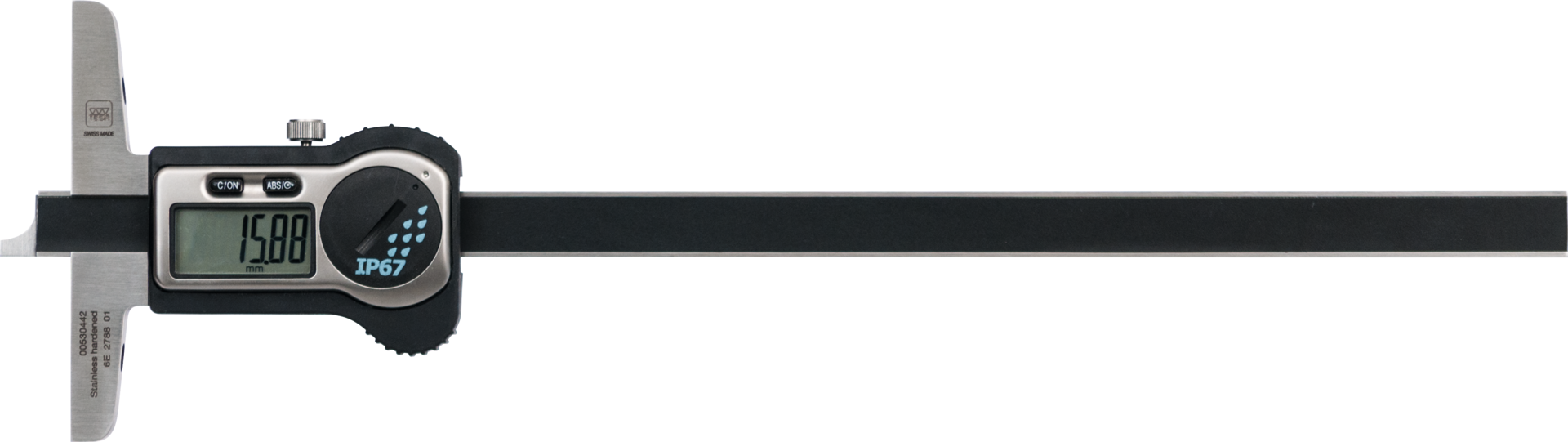 Tiefenmessschieber Digital IP67 TWIN-CAL mit gerader Messstange Abl. 0,01mm DIN862C mit DA MB300mm