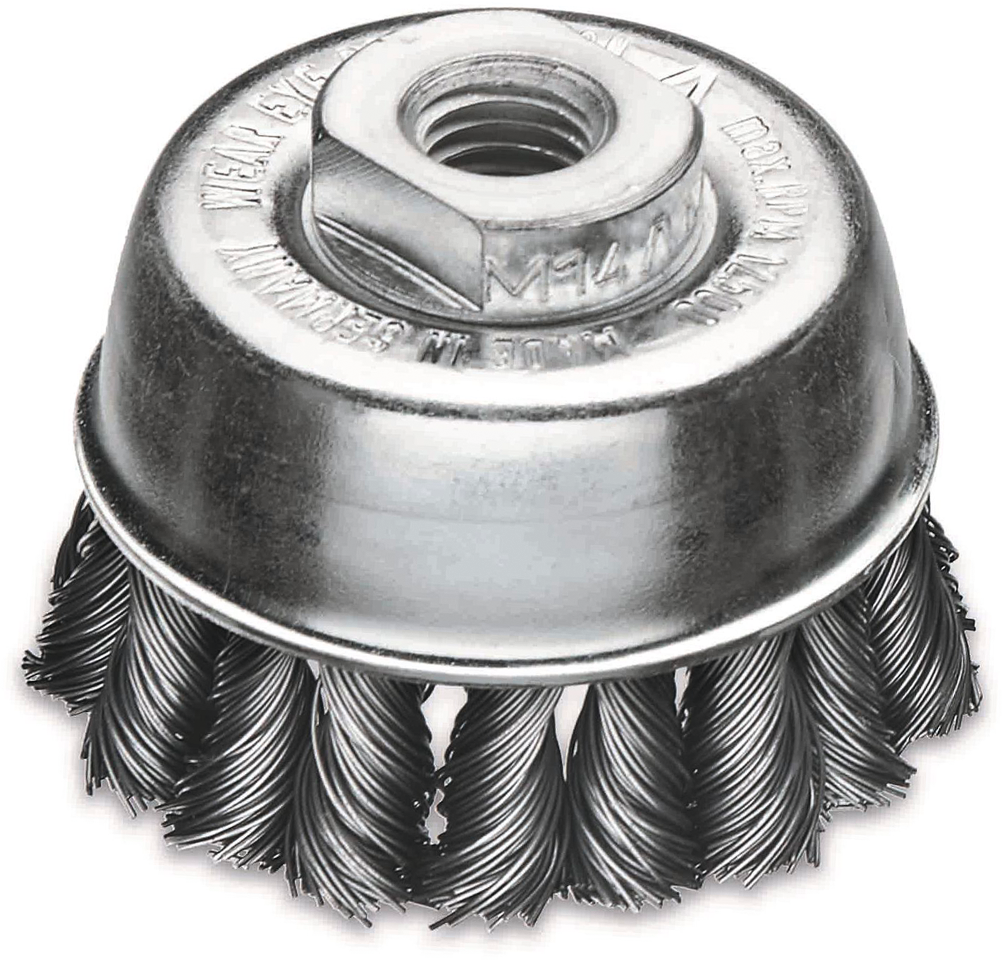 Topfbürste für Winkelschleifer Stahldraht rechts-links gezopft mit Gewinde M14x2 D65x0,5mm