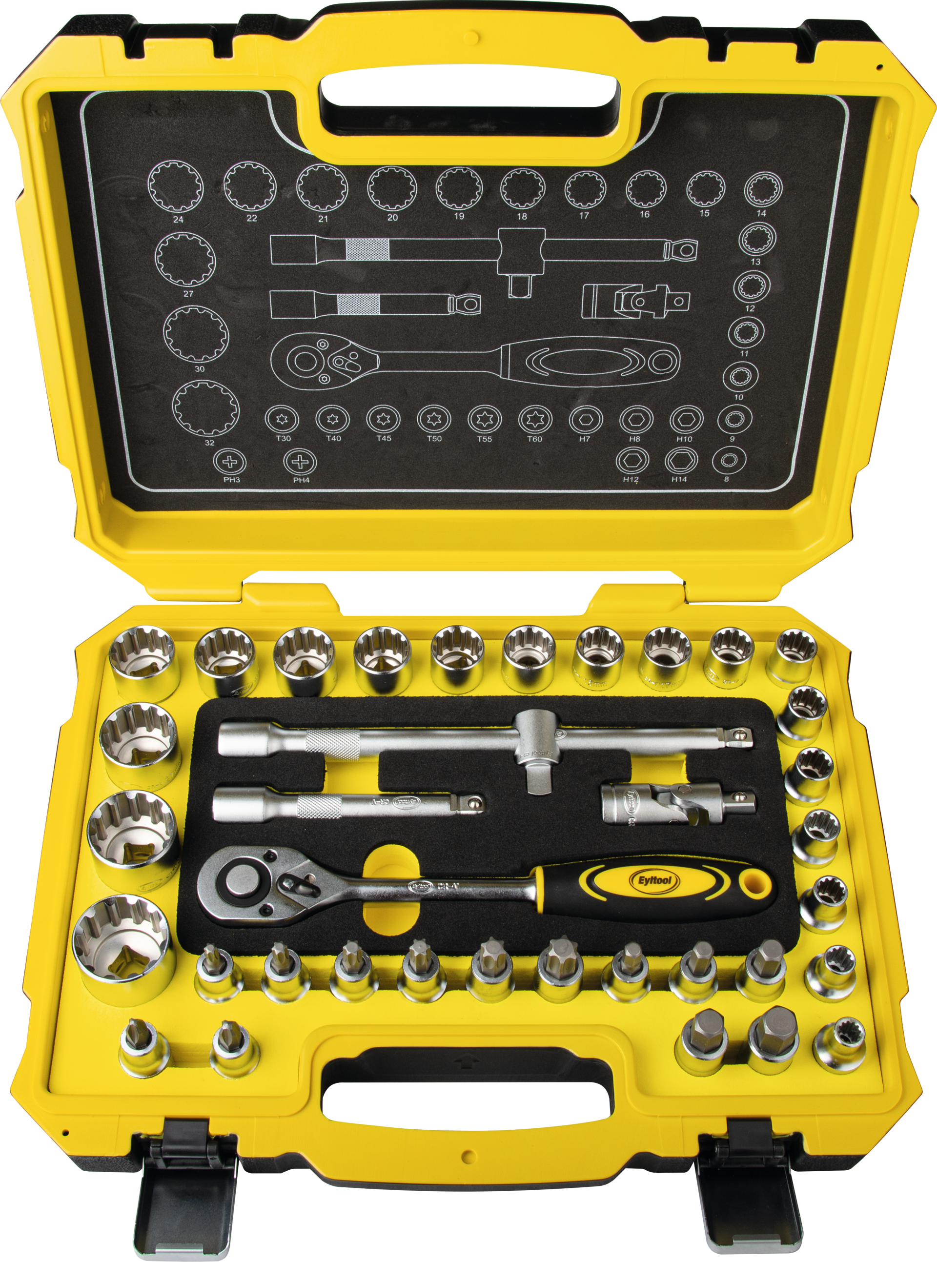 Steckschlüssel Satz Multiprofil 1/2" 36-tlg.