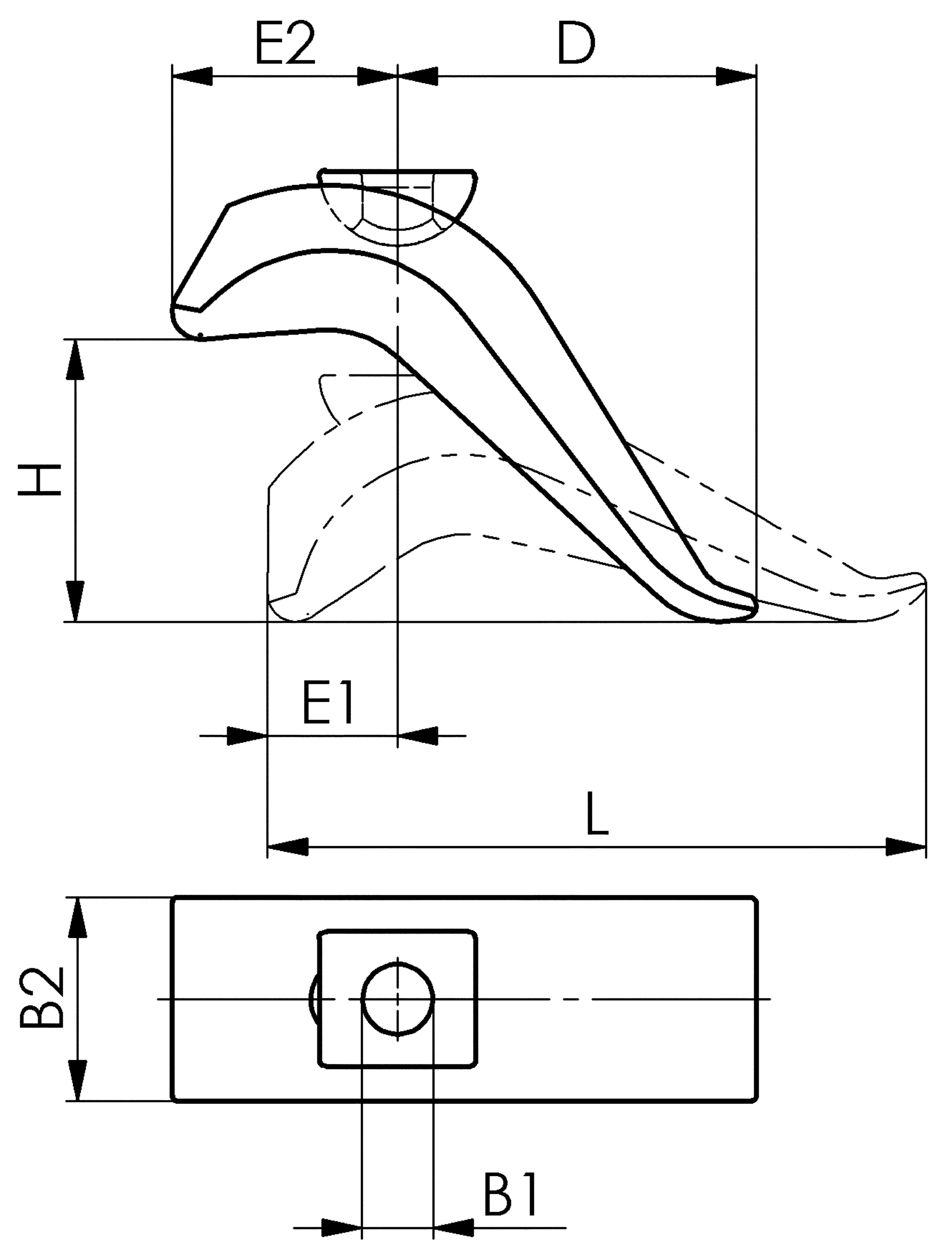 Spannpratze stufenlos verstellbar H0-50mm M12x12x125mm 12mm