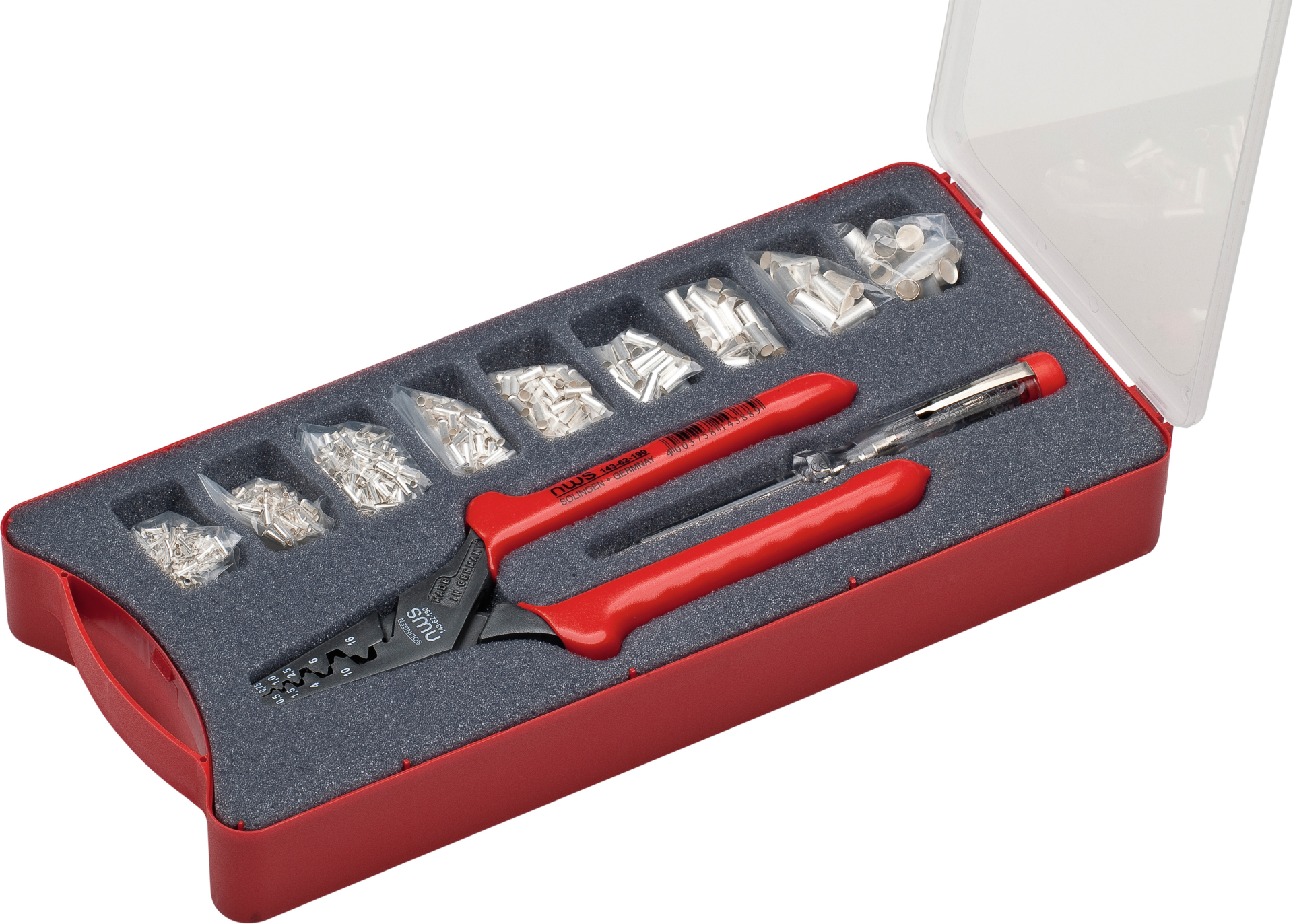 Aderendhülsen Satz mit Zange und Spannungsprüfer