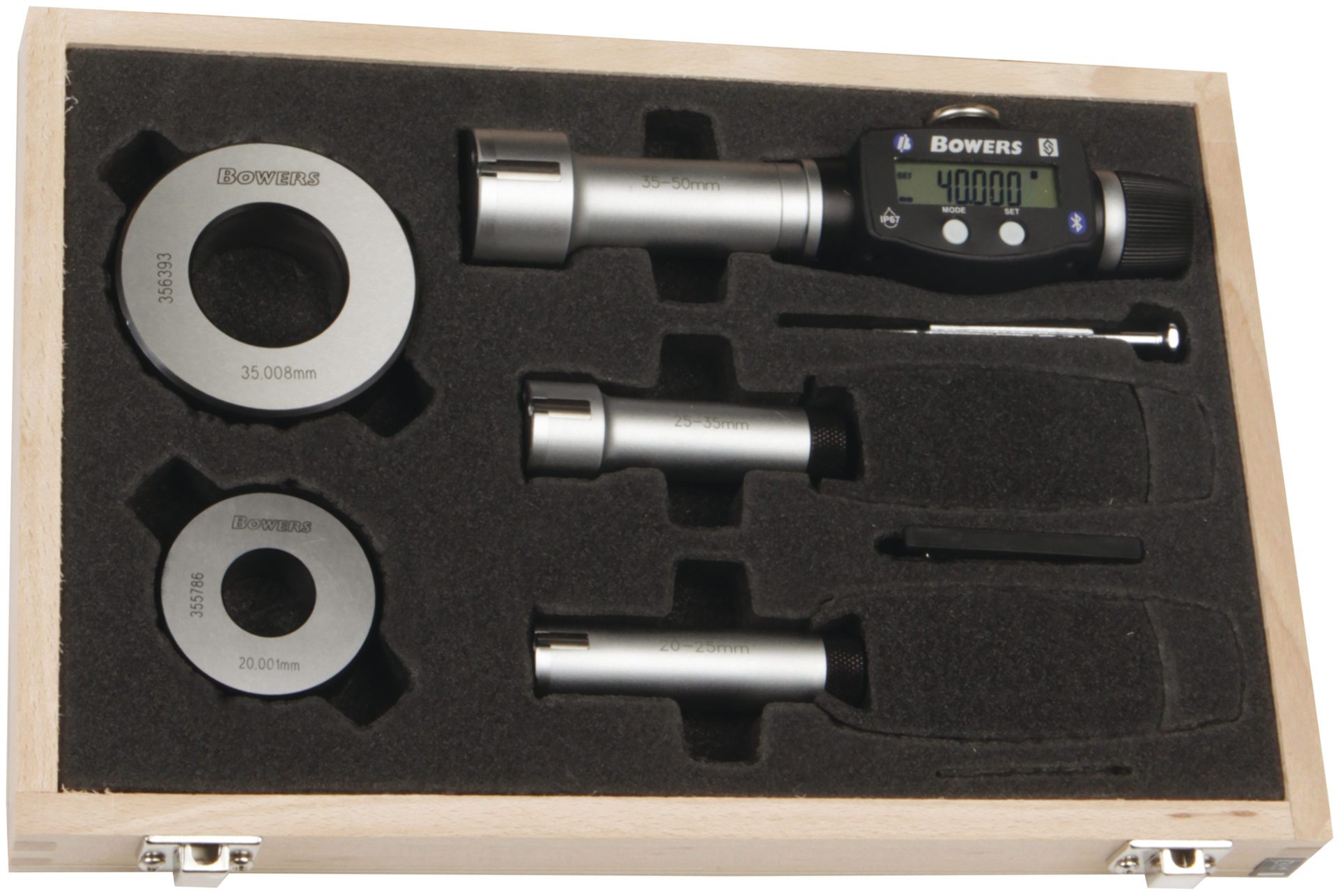 Innenmessschraube Zweipunkt/Dreipunkt Digital IP67 Sortiment Dig.3-Punkt-Innenmessschrauben Abl. 0,001mm DIN863-4 E-Ring inkl.Zerti. MB20-50mm