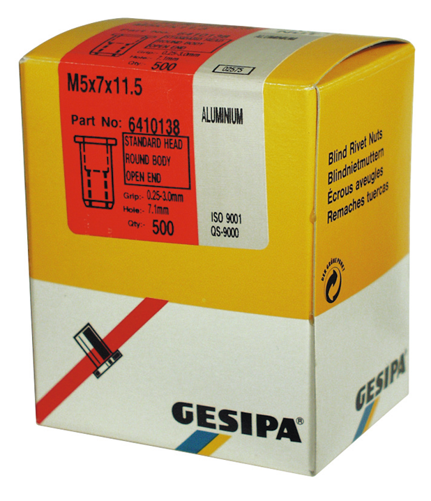 Blindnietmutter Flachrundkopf Alu Standard M8