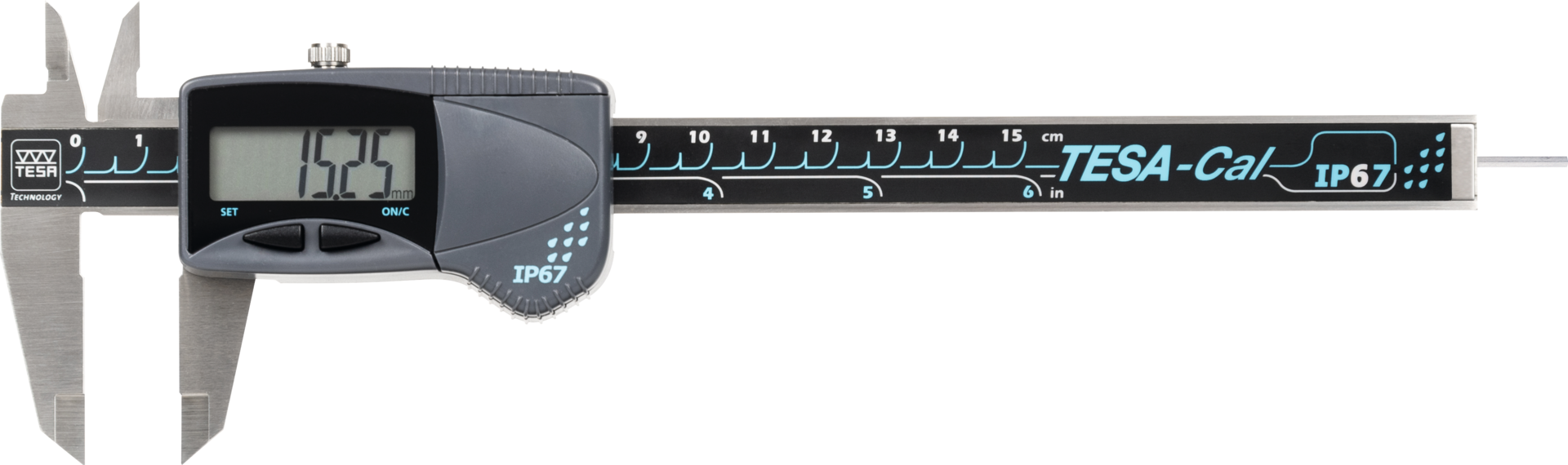 Messschieber Digital IP67 TESA-CAL Abl. 0,01mm DIN862A eckiges Tiefenmaß MB300mm