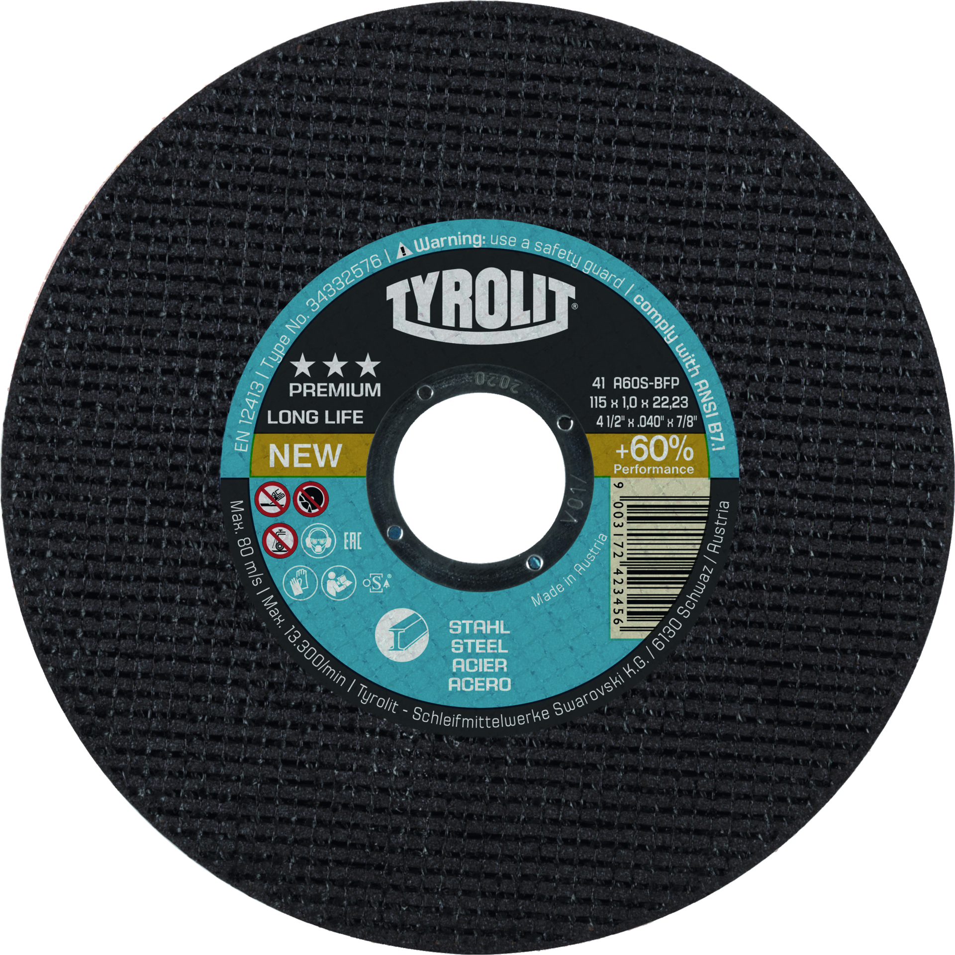 Trennscheibe Premium LONG LIFE Stahl gerade D178mm B1,6mm Bohrung 22,23mm