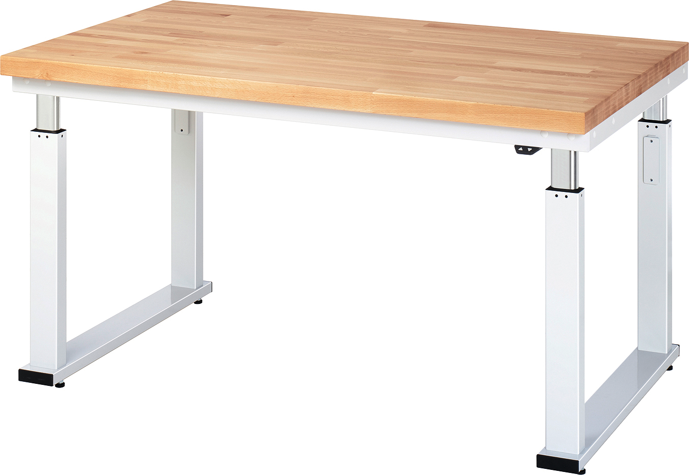 Arbeitstisch elektrisch höhenverstellbar mit Buchenplatte "EYL 600" RAL7035 T900 x H740-1140 x B1500mm