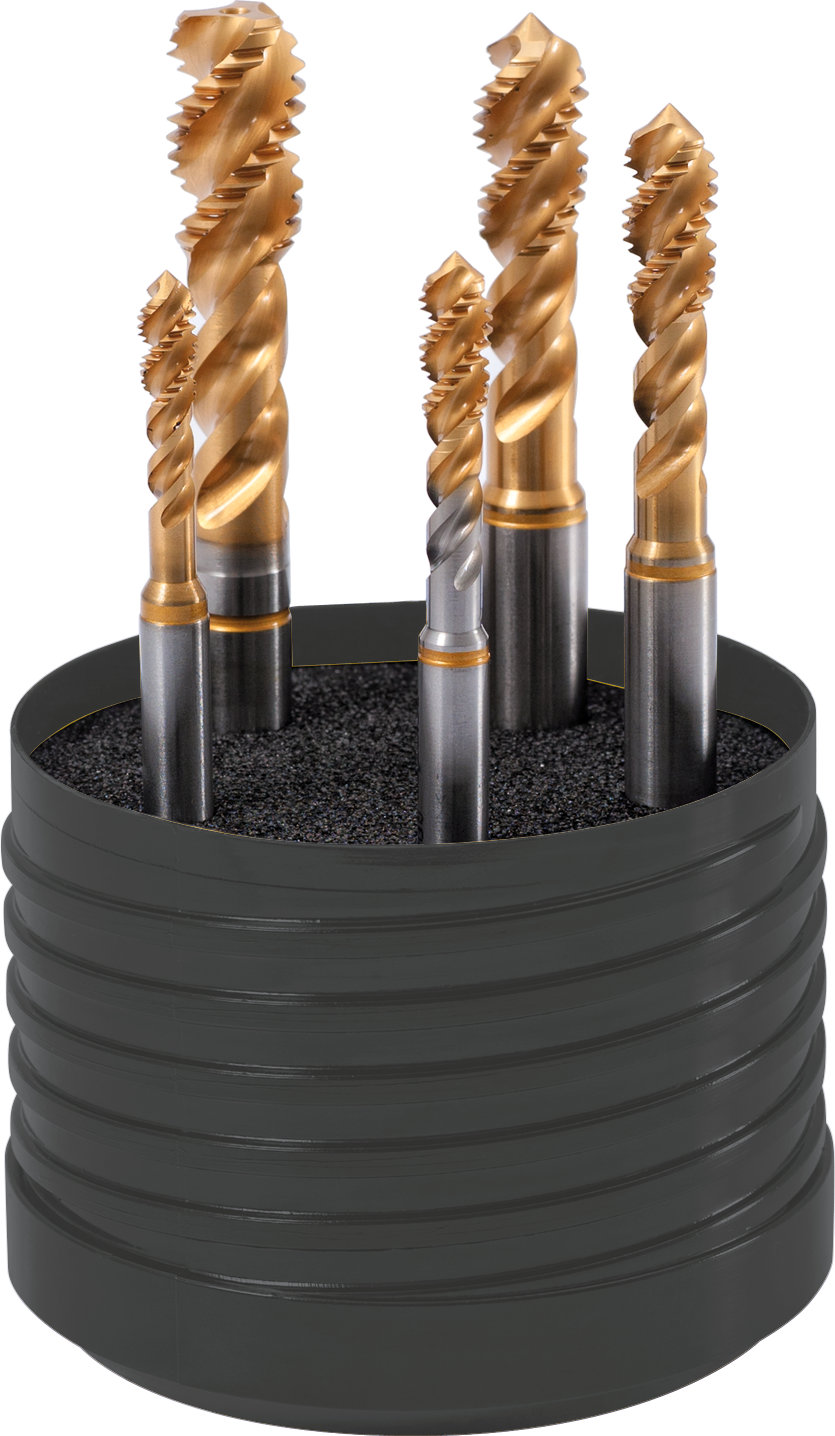 Maschinengewindebohrer Satz M HSSE-PM TiN Gold mit 2 Werkzeughaltern