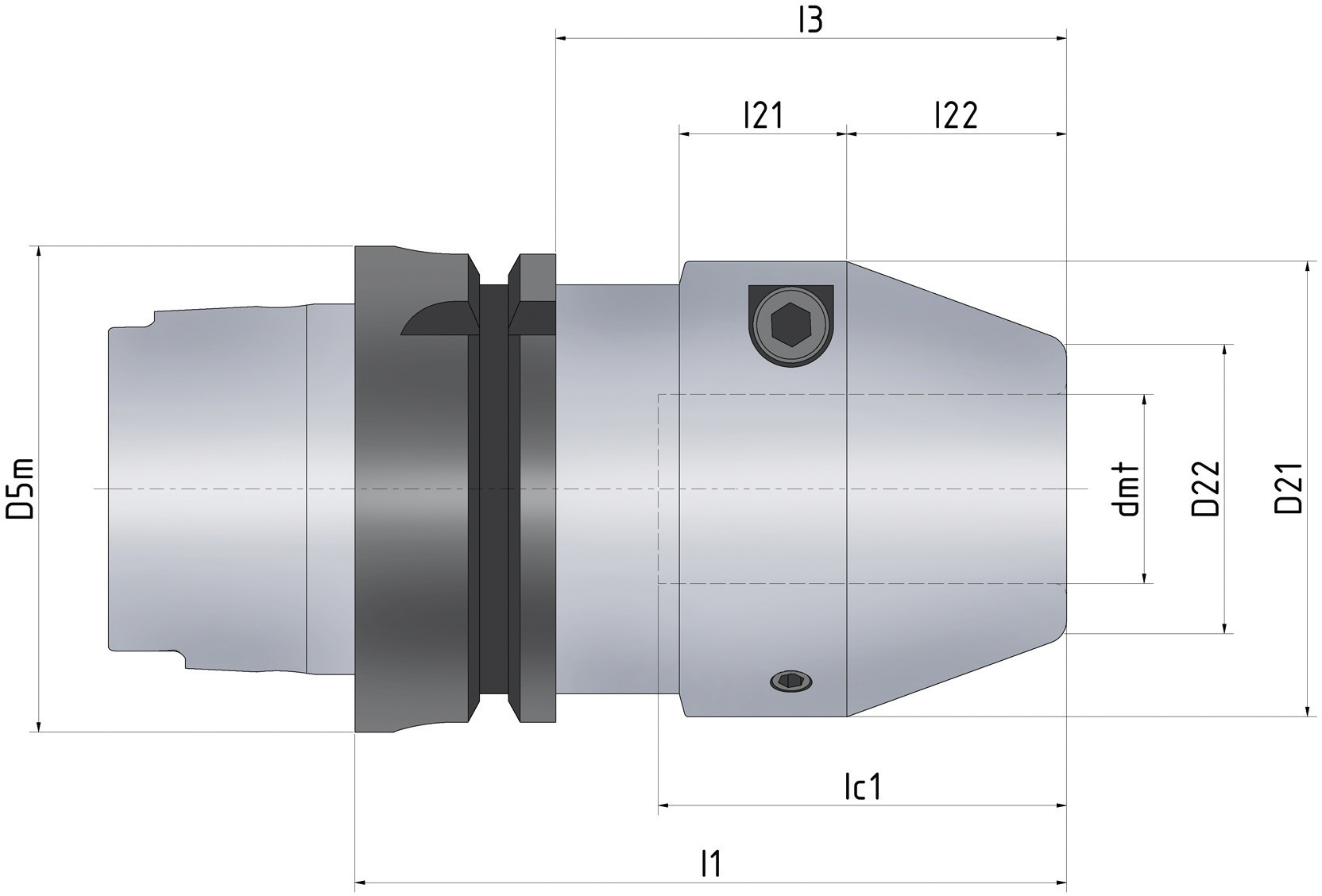 Hydro-Dehnspannfutter HYDRO-GRIP® HSK63A HSC/HPC DxL Form A DIN69893 mit IK HPC 20X88mm