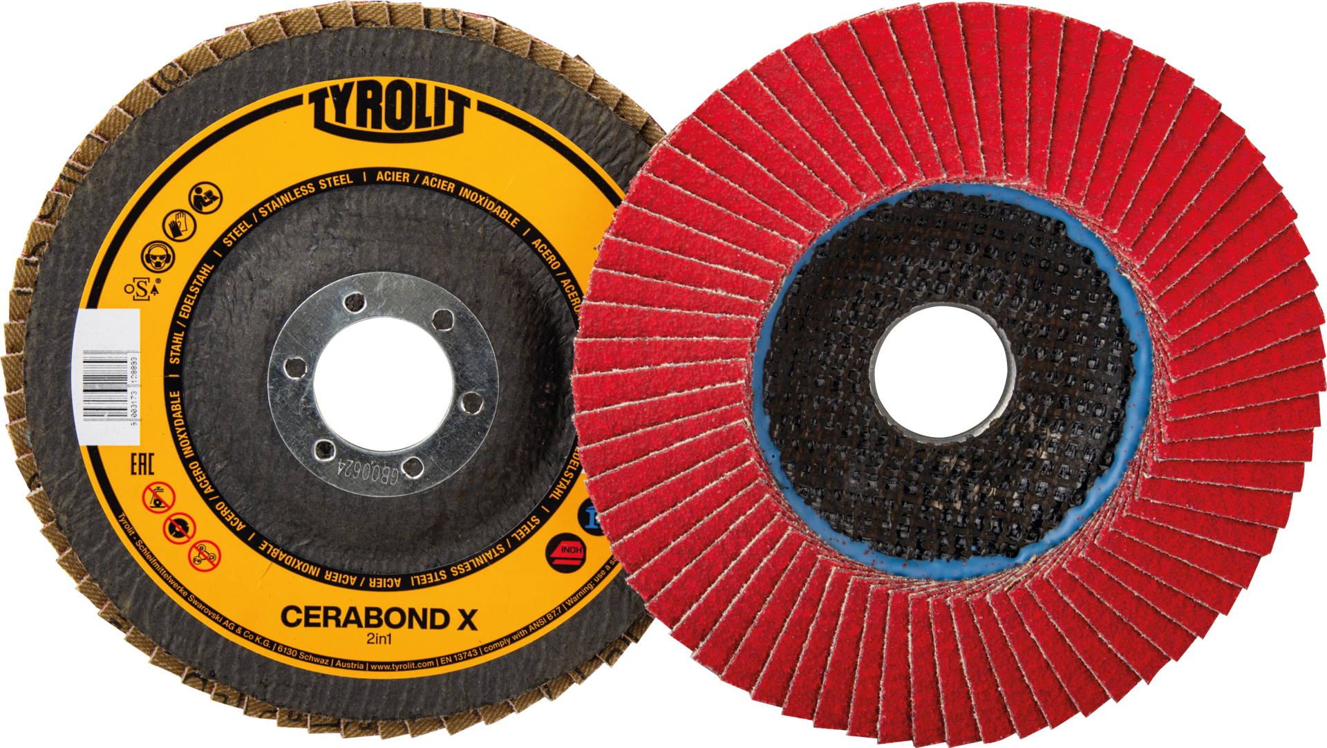 Fächerschleifscheibe Cerabond X Stahl/VA gewölbt D125mm K80