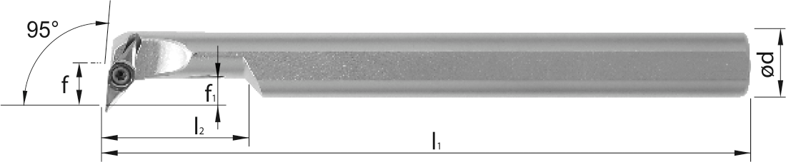 Bohrstange SVLC 95° IK Innenbearbeitung für VC.. 07.. WSP A12KSVLCL07 Stahl-Schaft links
