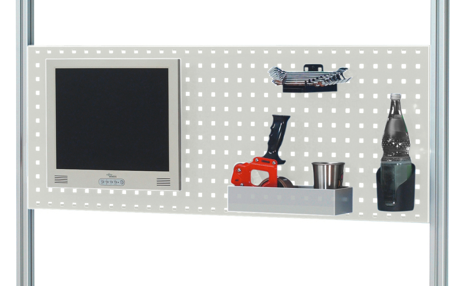 Lochplatte RAL 7035 lichtgrau H450mm Rastermaß 2000mm