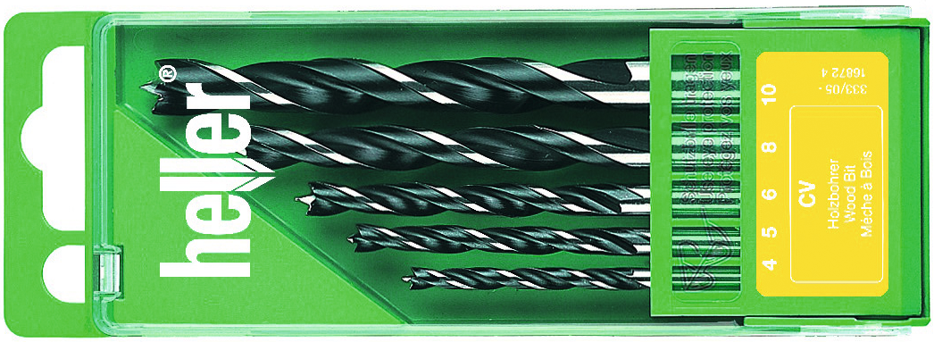 Spiralbohrer HSS für Holz in Kunststoffkassette 5-teilig