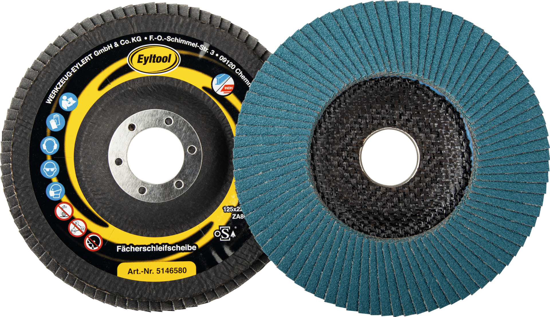 Fächerschleifscheibe Stahl/VA gewölbt D125mm K80