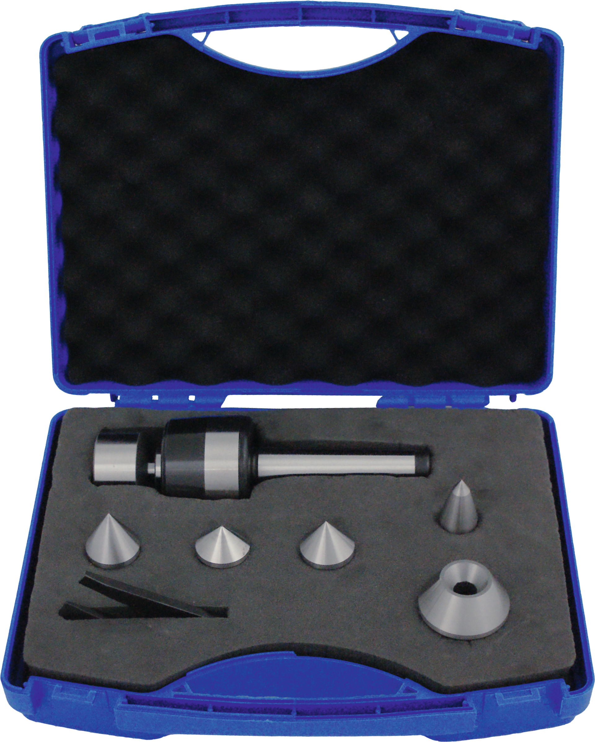 Mitlaufende Körnerspitze mit Wechseleinsätzen im Kunststoffkoffer MK4