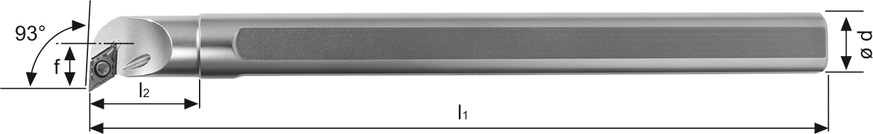 Bohrstange SDUC 93° IK Innenbearbeitung für DC.. 07.. WSP A10KSDUCL07 Stahl-Schaft links