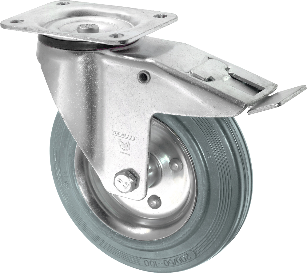 Apparaterolle Vollgummi-Lenkrolle spurlos mit Doppelstopp 50kg D80mm