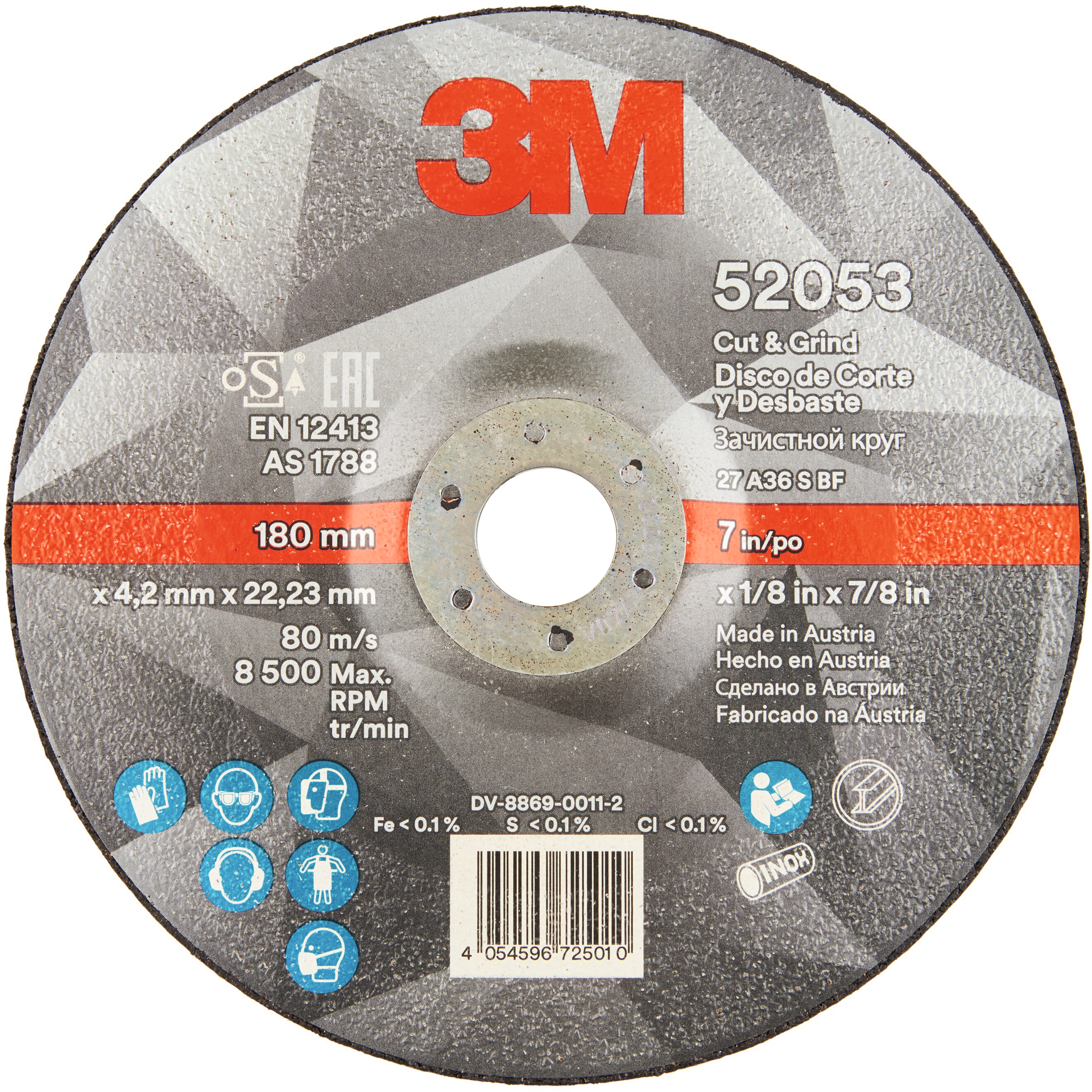 Schruppscheibe Cut & Grind Stahl/VA gekröpft D115mm B4,2mm Bohrung 22,23mm