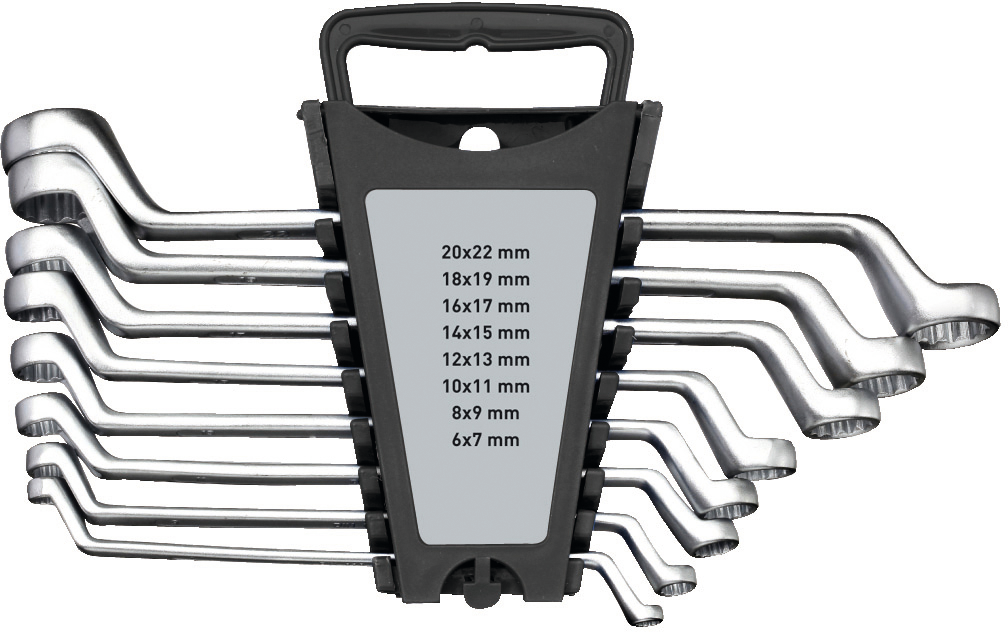 Doppelringschlüssel tief gekröpft DIN838 Satz 8-teilig SW6-22mm
