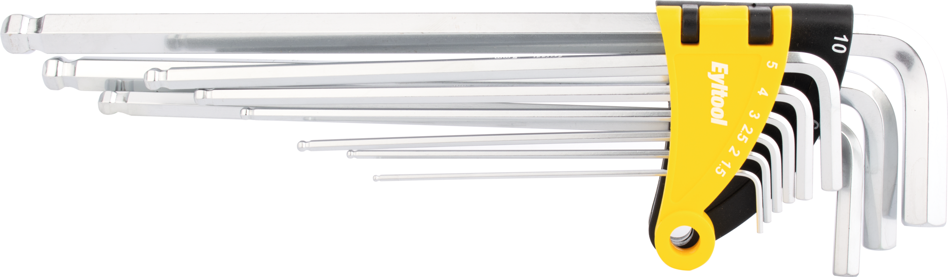 Stiftschlüssel Sechskant lang mit Kugelkopf Satz 9-tlg. im Halter SW1,5mm-10mm