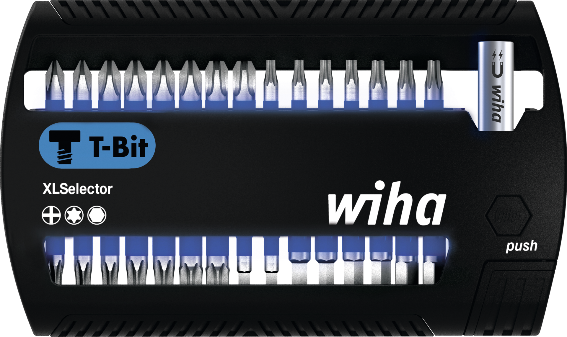 T-Bit Sortiment 1/4" blau L25mm PH/TORX/Sechskant 31-tlg.