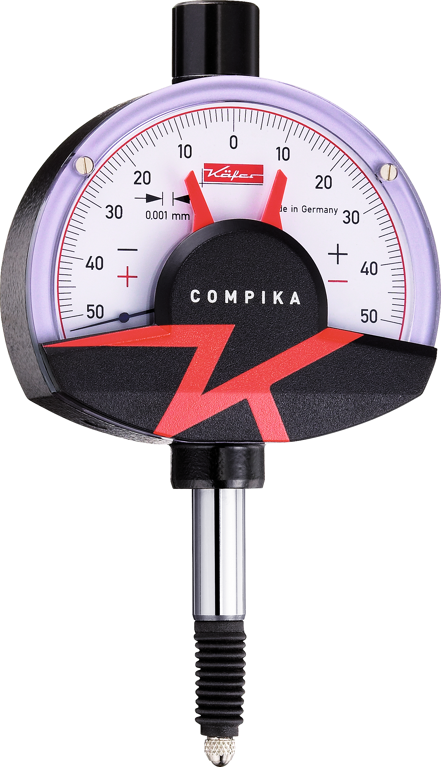 Feinzeiger stoßgeschützt IP53 Compika Freihub 3,0mm DIN879 MS0,1mm Abl. 0,001mm AD62mm