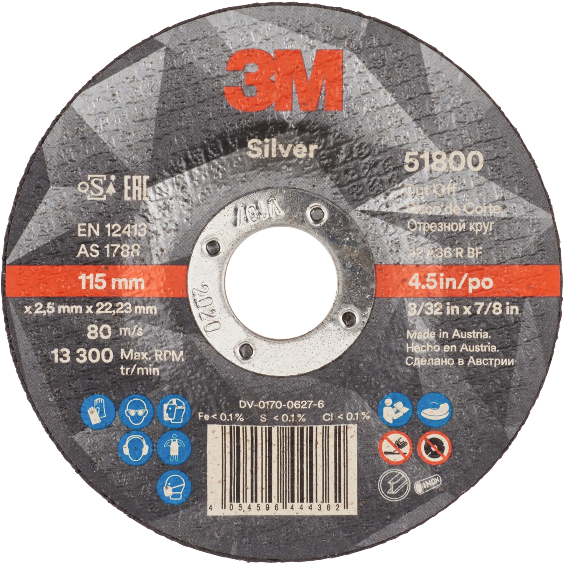 Trennscheibe Silver Stahl/VA gekröpft D180mm B2,5mm Bohrung 22,23mm