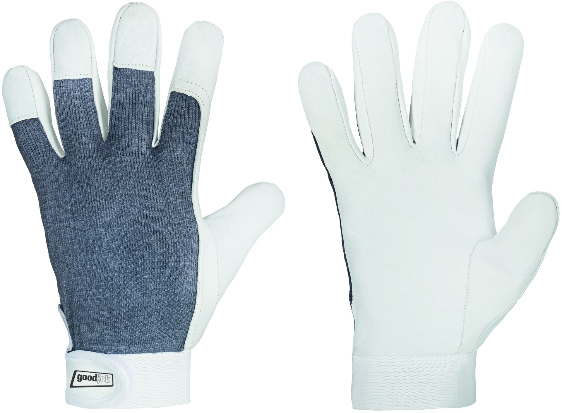 Handschuh Nappaleder weiß/dunkelgrau Gr. 9